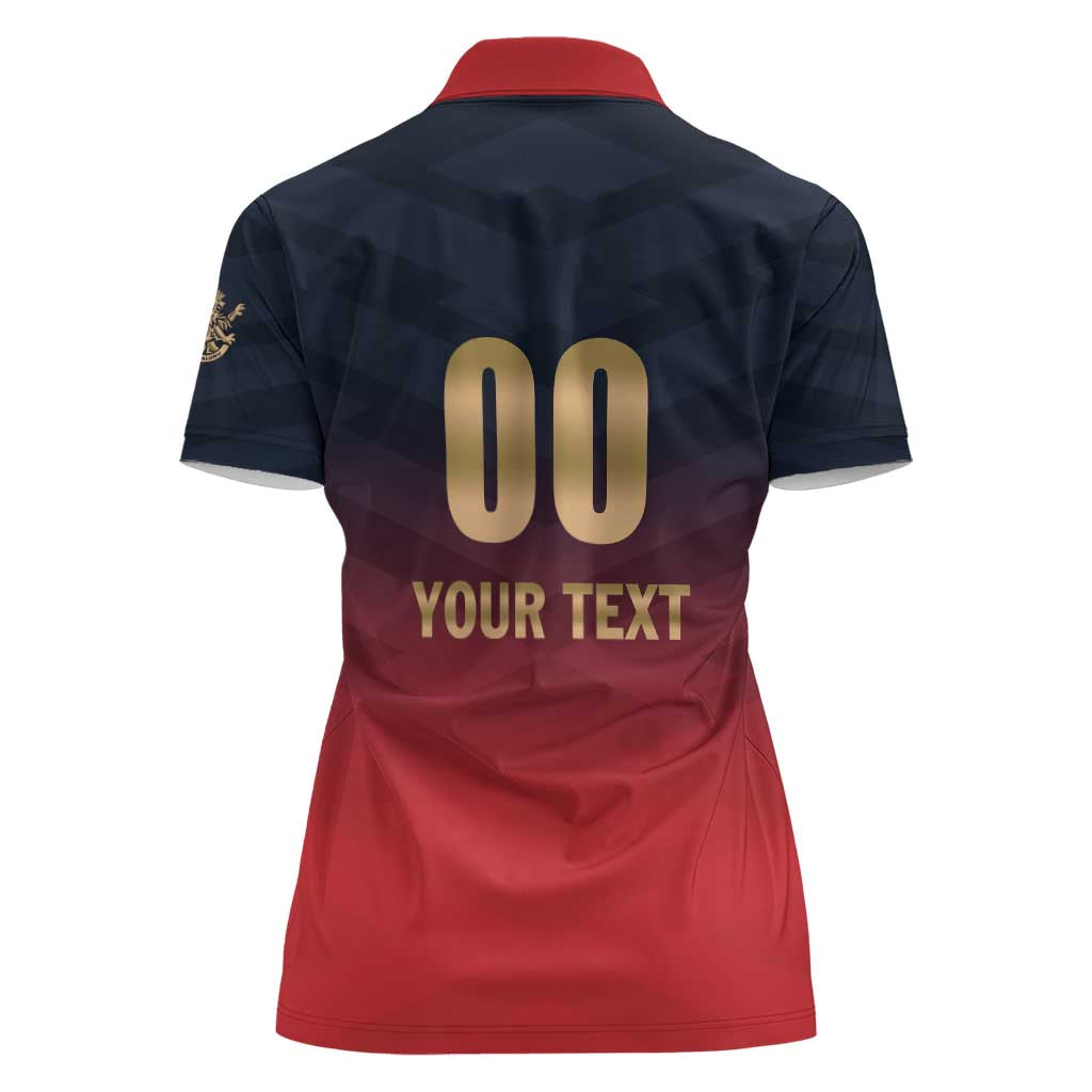 Custom Bengaluru 2025 Cricket Royal Challengers Women Polo Shirt Lions Play Bold