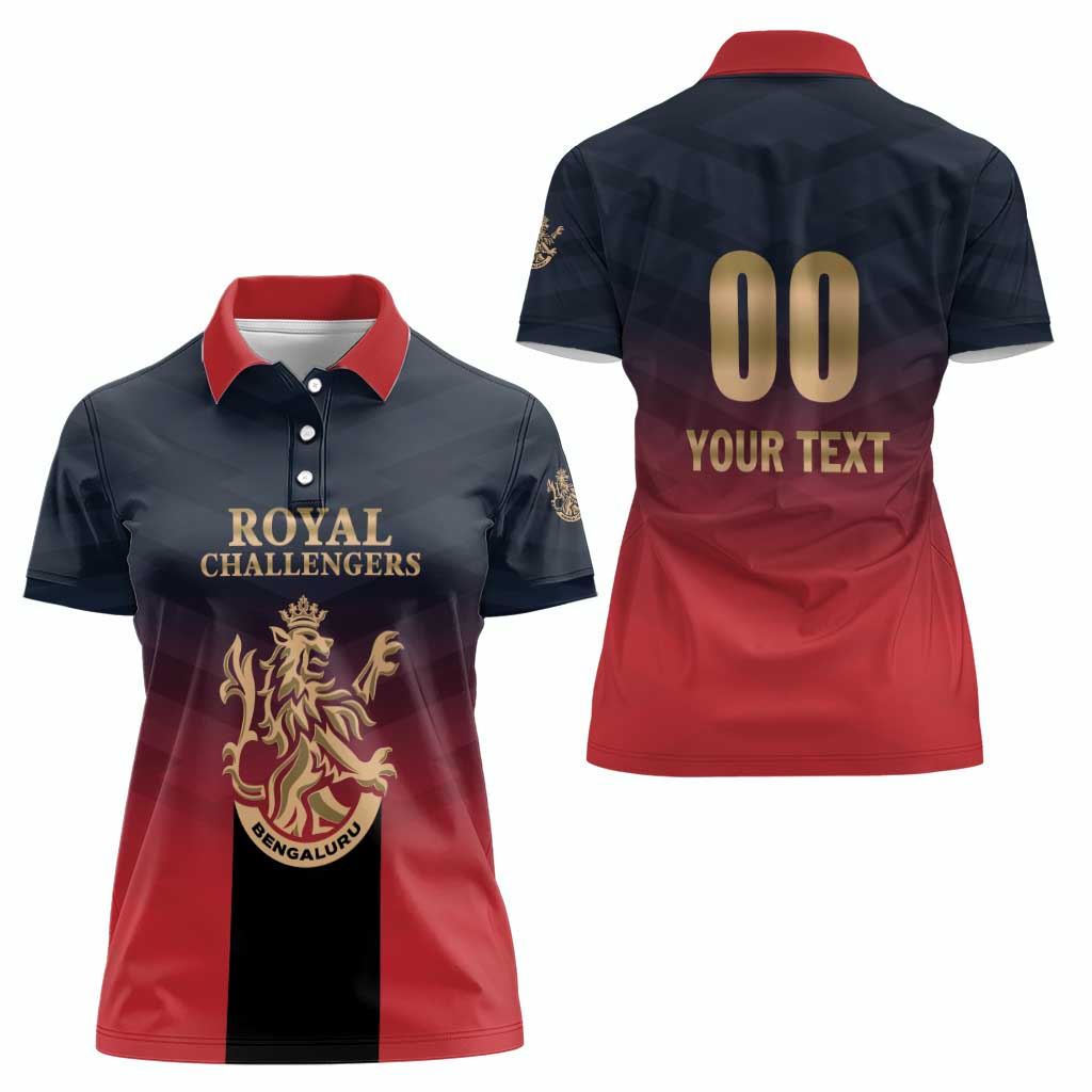 Custom Bengaluru 2025 Cricket Royal Challengers Women Polo Shirt Lions Play Bold