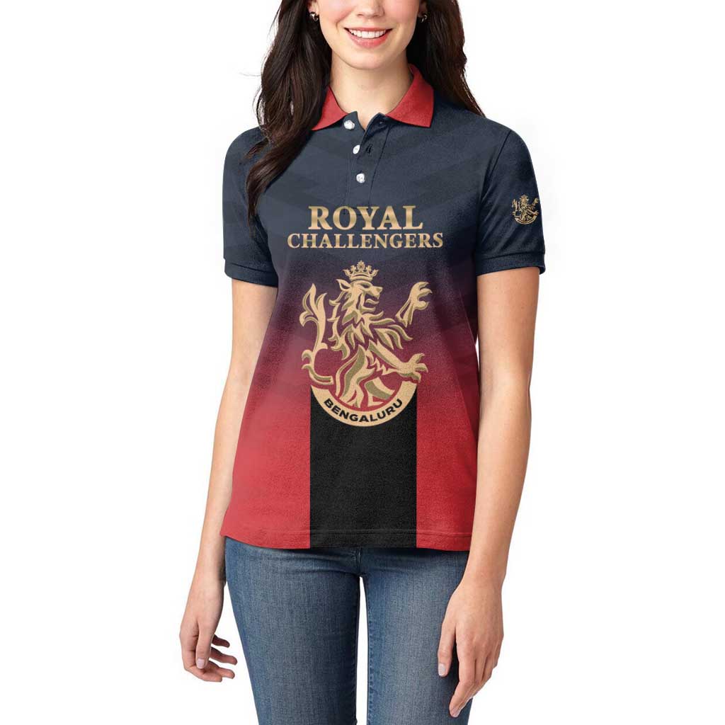 Custom Bengaluru 2025 Cricket Royal Challengers Women Polo Shirt Lions Play Bold
