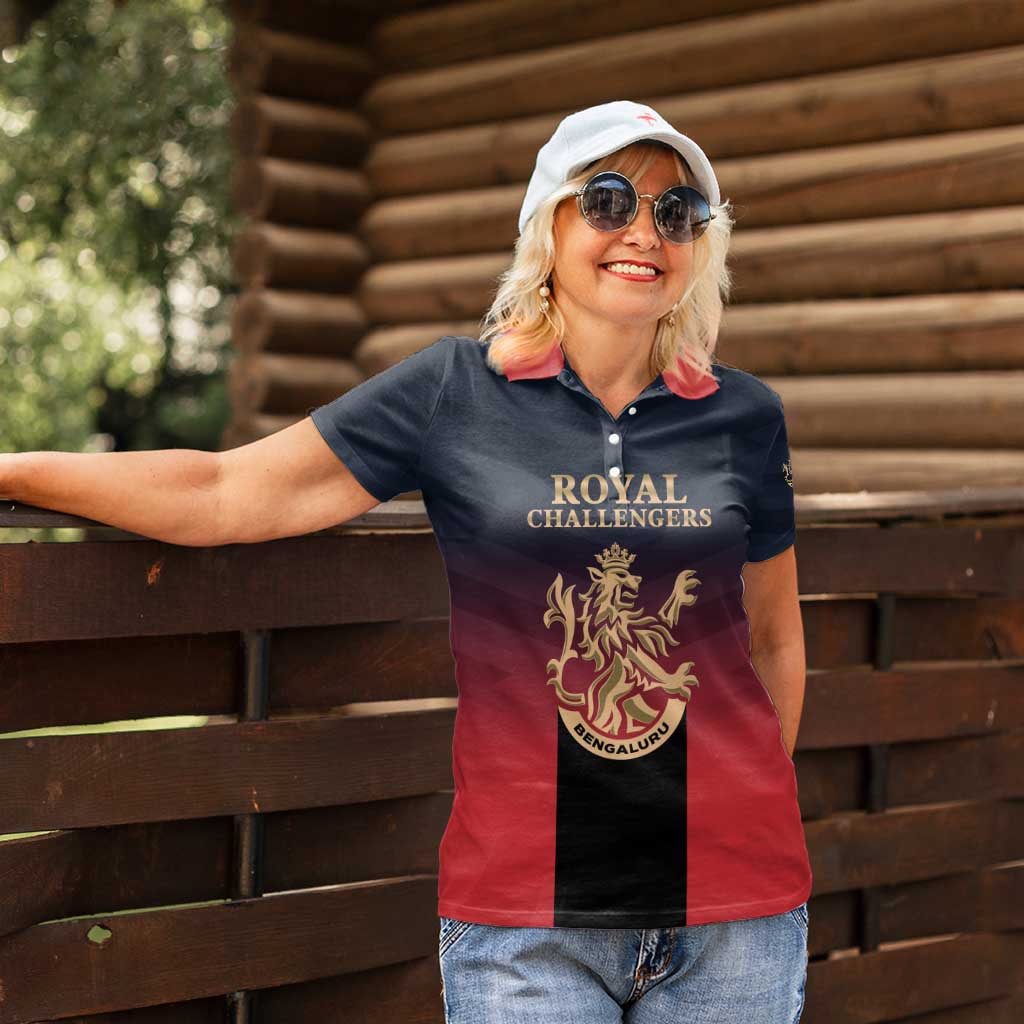 Custom Bengaluru 2025 Cricket Royal Challengers Women Polo Shirt Lions Play Bold