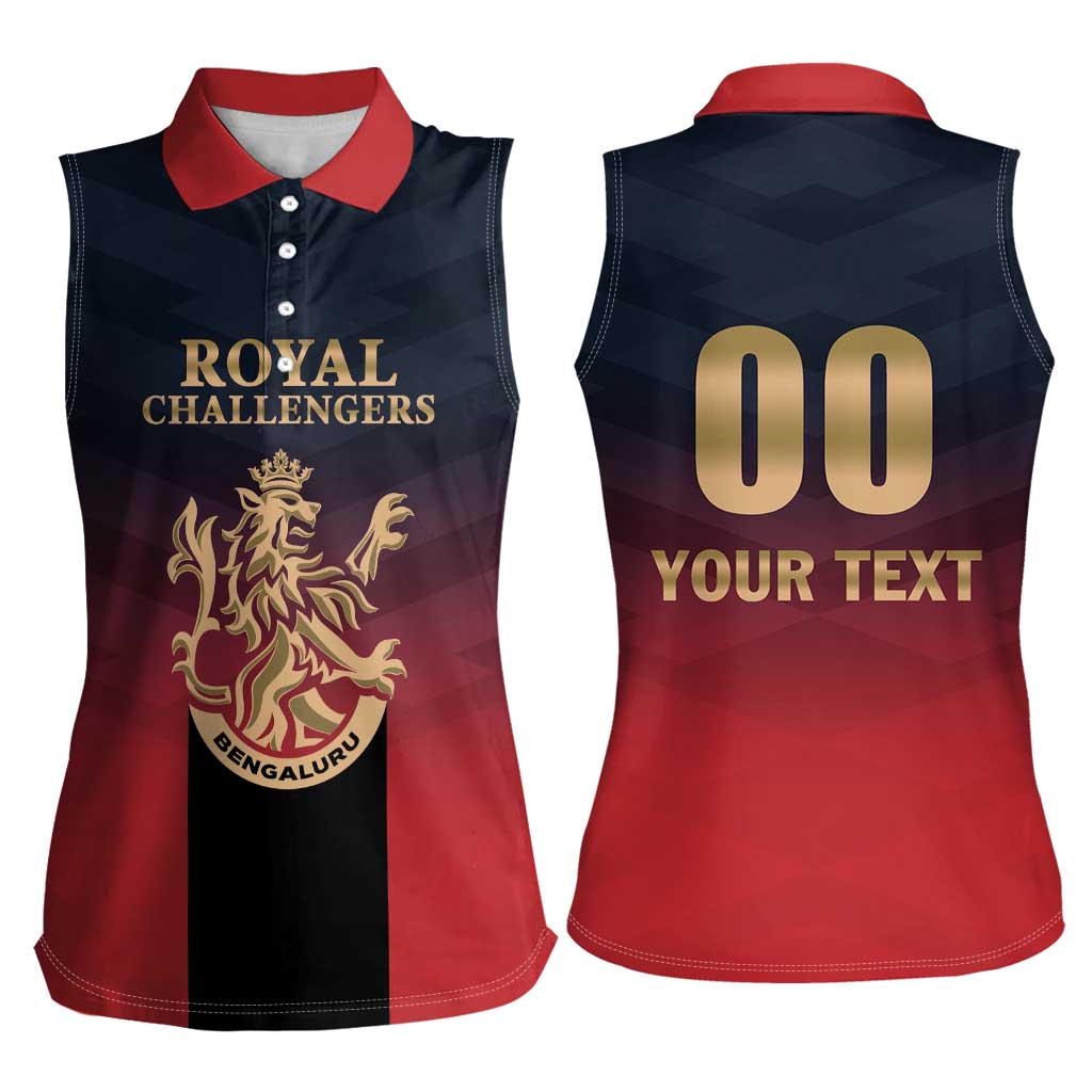 Custom Bengaluru 2025 Cricket Royal Challengers Women Sleeveless Polo Shirt Lions Play Bold
