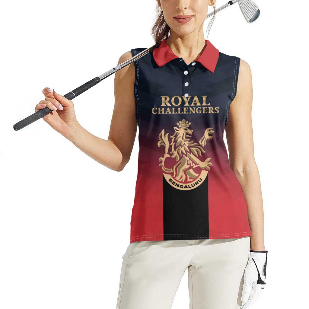 Custom Bengaluru 2025 Cricket Royal Challengers Women Sleeveless Polo Shirt Lions Play Bold