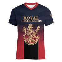Custom Bengaluru 2025 Cricket Royal Challengers Women V-Neck T-Shirt Lions Play Bold