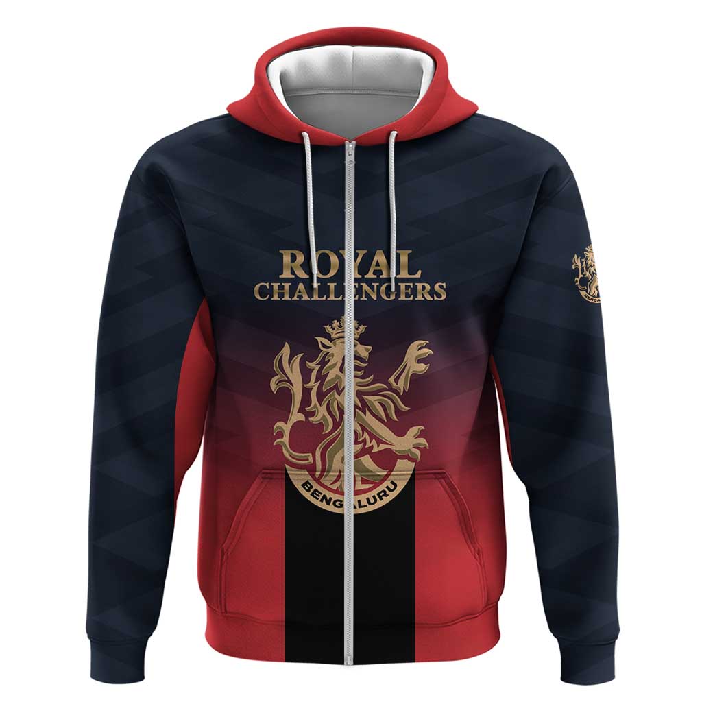 Custom Bengaluru 2025 Cricket Royal Challengers Zip Hoodie Lions Play Bold