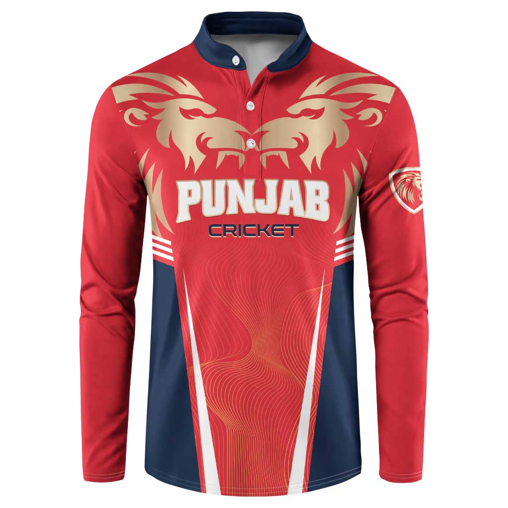 Custom Punjab 2025 Cricket Lion Kings Button Sweatshirt Jazba Hai Punjabi