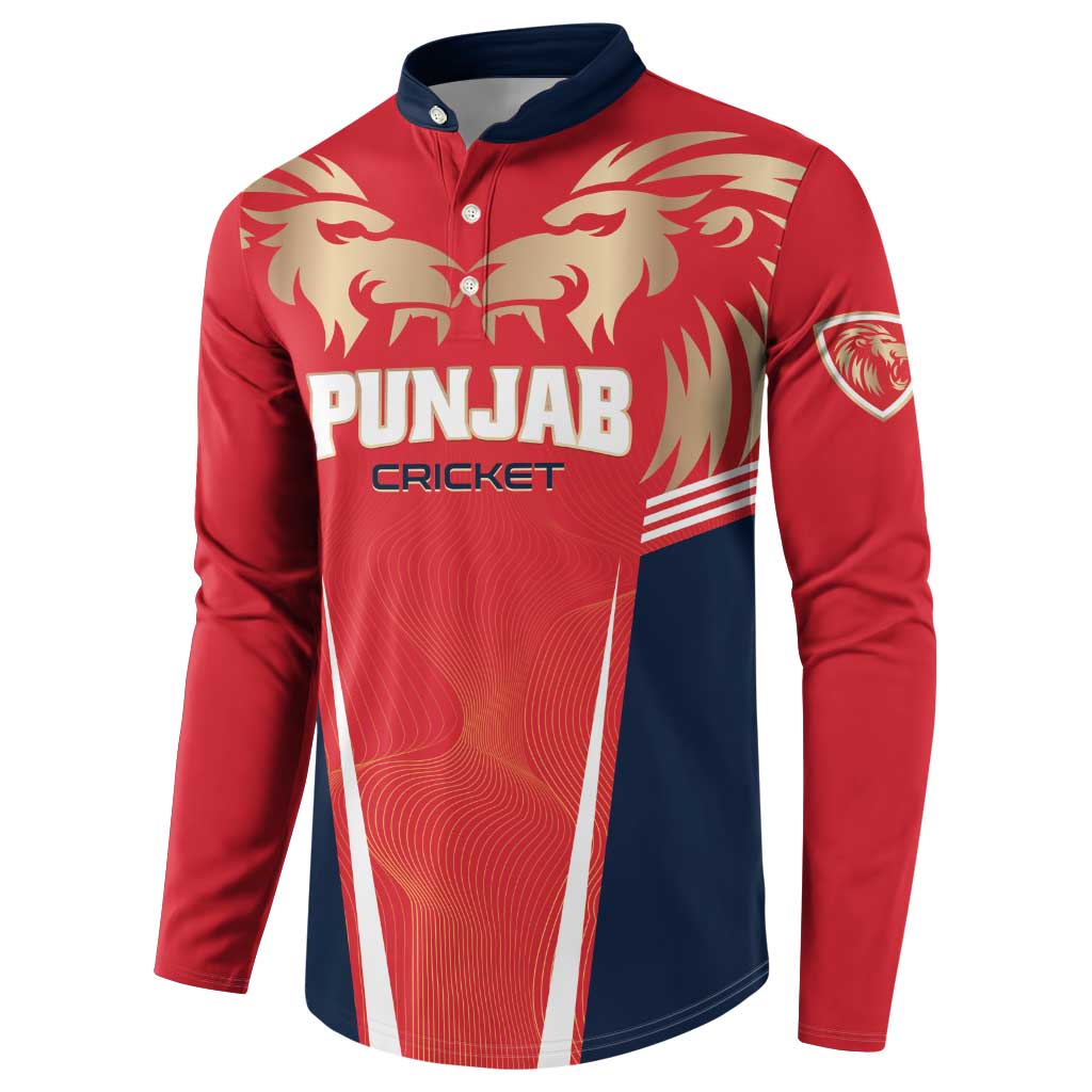 Custom Punjab 2025 Cricket Lion Kings Button Sweatshirt Jazba Hai Punjabi