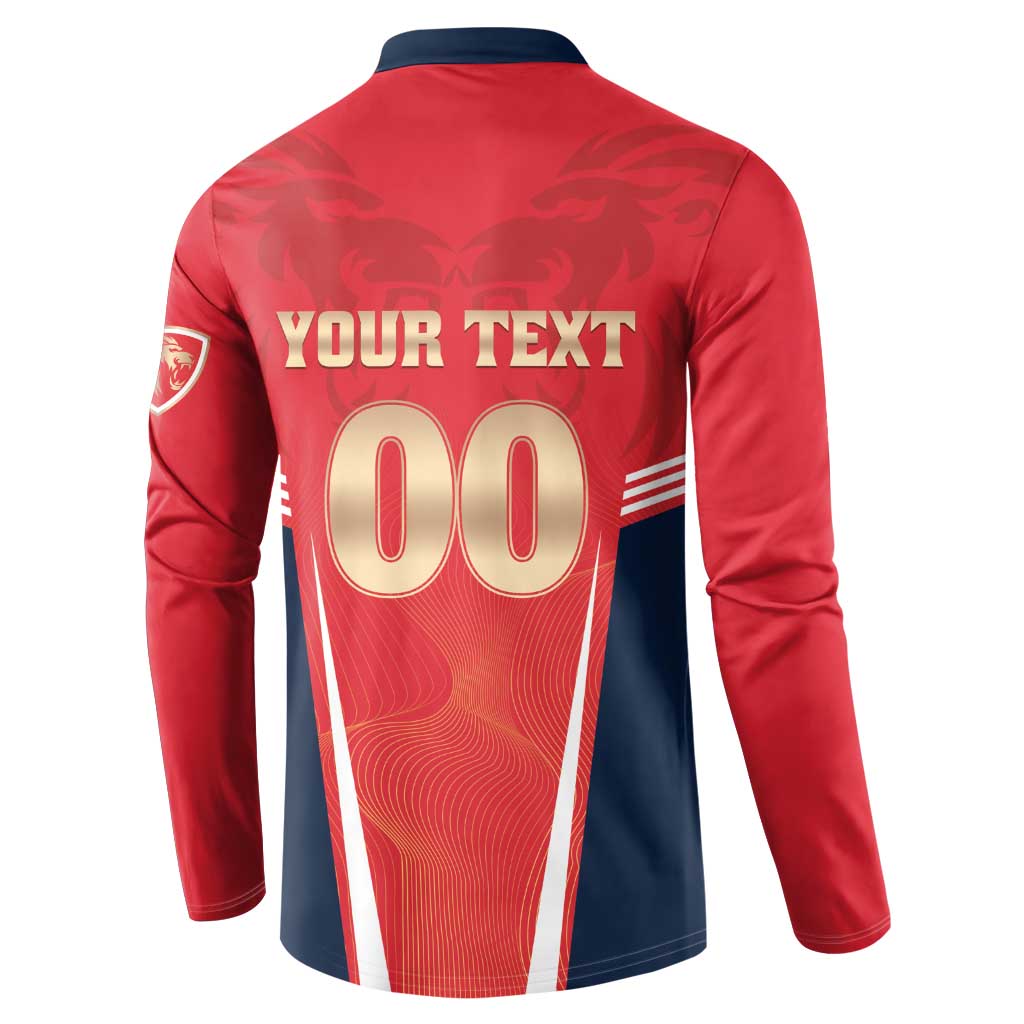 Custom Punjab 2025 Cricket Lion Kings Button Sweatshirt Jazba Hai Punjabi