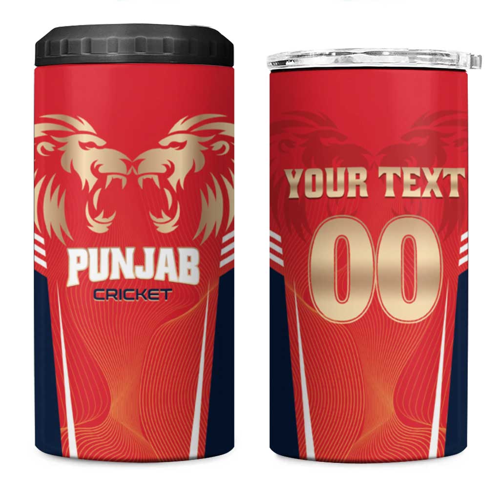 Custom Punjab 2025 Cricket Lion Kings 4 in 1 Can Cooler Tumbler Jazba Hai Punjabi