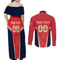 Custom Punjab 2025 Cricket Lion Kings Couples Matching Off Shoulder Maxi Dress and Long Sleeve Button Shirt Jazba Hai Punjabi