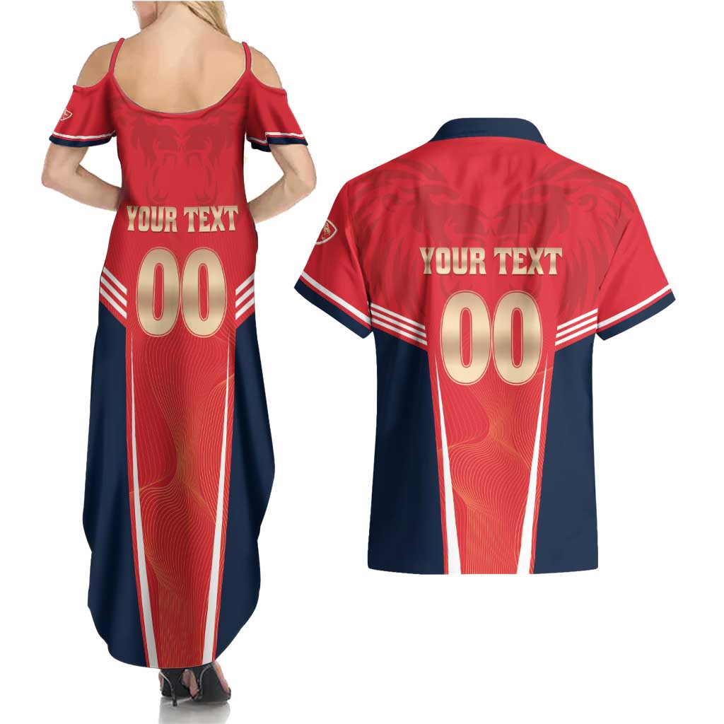 Custom Punjab 2025 Cricket Lion Kings Couples Matching Summer Maxi Dress and Hawaiian Shirt Jazba Hai Punjabi