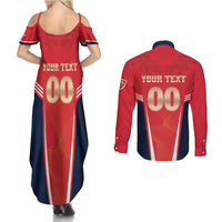 Custom Punjab 2025 Cricket Lion Kings Couples Matching Summer Maxi Dress and Long Sleeve Button Shirt Jazba Hai Punjabi