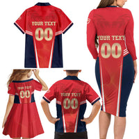 Custom Punjab 2025 Cricket Lion Kings Family Matching Long Sleeve Bodycon Dress and Hawaiian Shirt Jazba Hai Punjabi