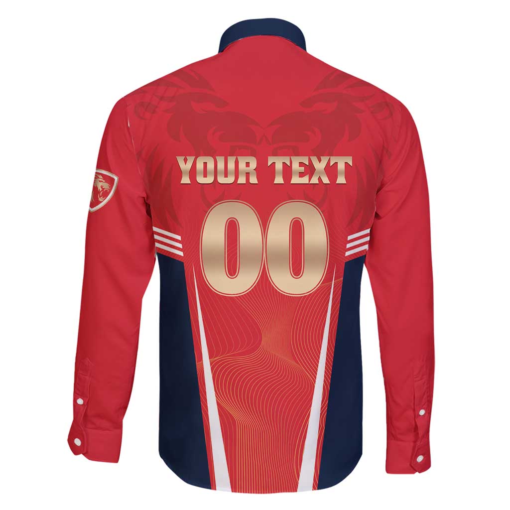 Custom Punjab 2025 Cricket Lion Kings Family Matching Long Sleeve Bodycon Dress and Hawaiian Shirt Jazba Hai Punjabi