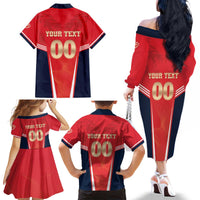 Custom Punjab 2025 Cricket Lion Kings Family Matching Off The Shoulder Long Sleeve Dress and Hawaiian Shirt Jazba Hai Punjabi