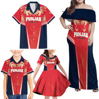 Custom Punjab 2025 Cricket Lion Kings Family Matching Off Shoulder Maxi Dress and Hawaiian Shirt Jazba Hai Punjabi