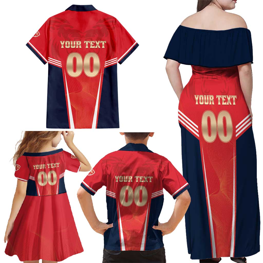 Custom Punjab 2025 Cricket Lion Kings Family Matching Off Shoulder Maxi Dress and Hawaiian Shirt Jazba Hai Punjabi