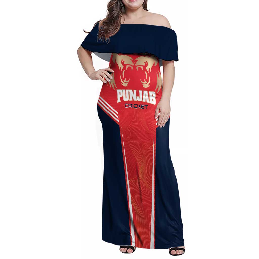 Custom Punjab 2025 Cricket Lion Kings Family Matching Off Shoulder Maxi Dress and Hawaiian Shirt Jazba Hai Punjabi