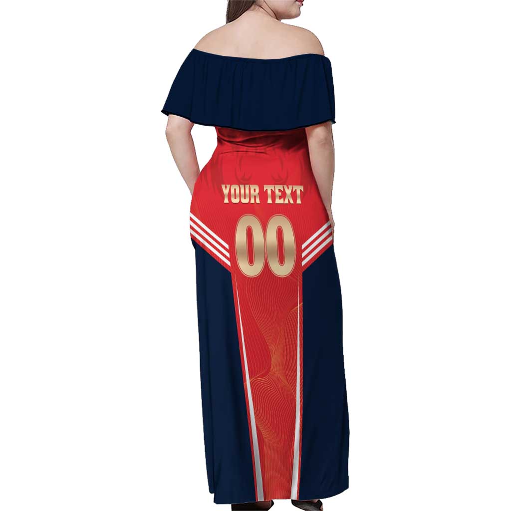 Custom Punjab 2025 Cricket Lion Kings Family Matching Off Shoulder Maxi Dress and Hawaiian Shirt Jazba Hai Punjabi