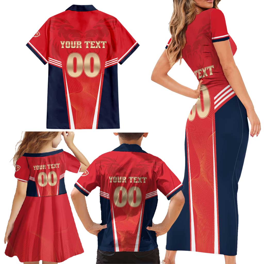 Custom Punjab 2025 Cricket Lion Kings Family Matching Short Sleeve Bodycon Dress and Hawaiian Shirt Jazba Hai Punjabi