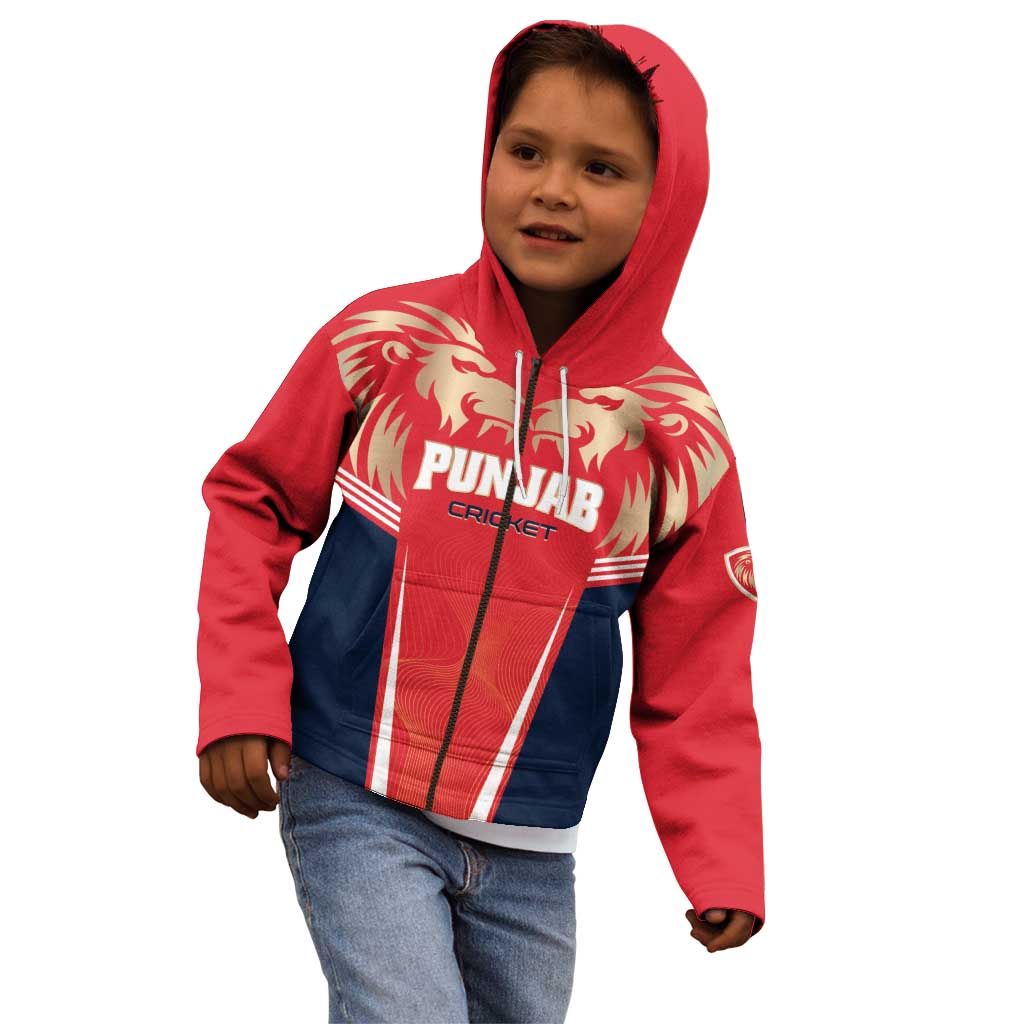 Custom Punjab 2025 Cricket Lion Kings Kid Hoodie Jazba Hai Punjabi