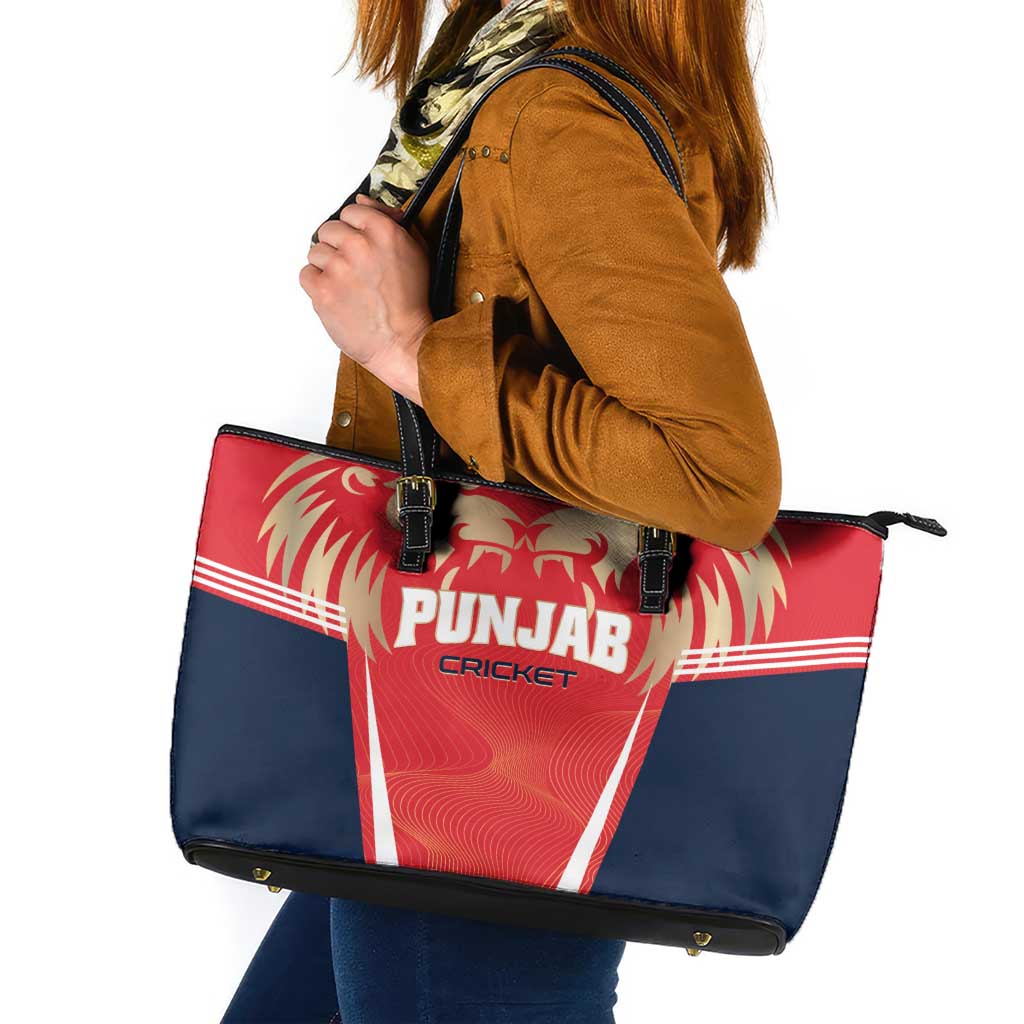 Punjab 2025 Cricket Lion Kings Leather Tote Bag Jazba Hai Punjabi