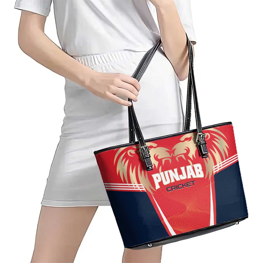 Punjab 2025 Cricket Lion Kings Leather Tote Bag Jazba Hai Punjabi