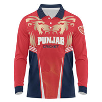 Custom Punjab 2025 Cricket Lion Kings Long Sleeve Polo Shirt Jazba Hai Punjabi