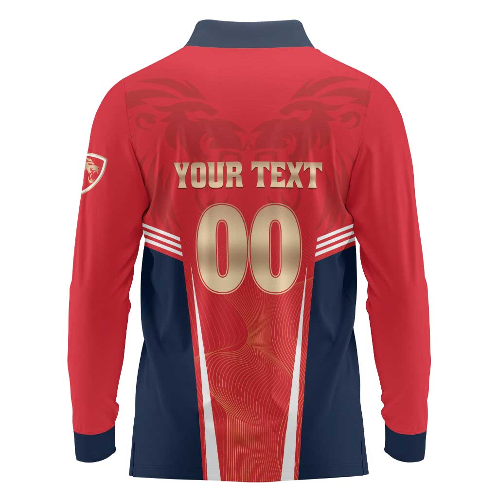 Custom Punjab 2025 Cricket Lion Kings Long Sleeve Polo Shirt Jazba Hai Punjabi