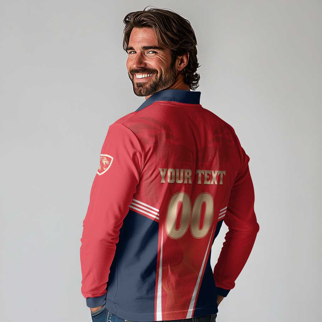Custom Punjab 2025 Cricket Lion Kings Long Sleeve Polo Shirt Jazba Hai Punjabi