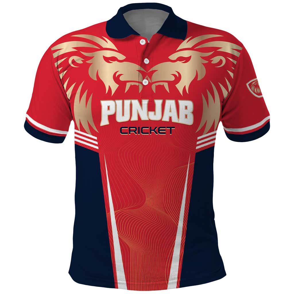 Custom Punjab 2025 Cricket Lion Kings Polo Shirt Jazba Hai Punjabi