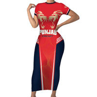 Custom Punjab 2025 Cricket Lion Kings Short Sleeve Bodycon Dress Jazba Hai Punjabi