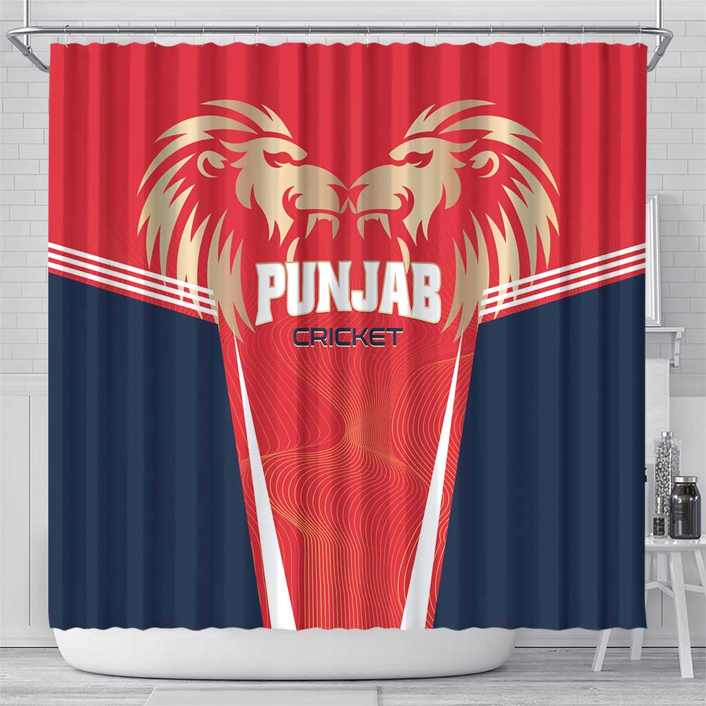 Punjab 2025 Cricket Lion Kings Shower Curtain Jazba Hai Punjabi