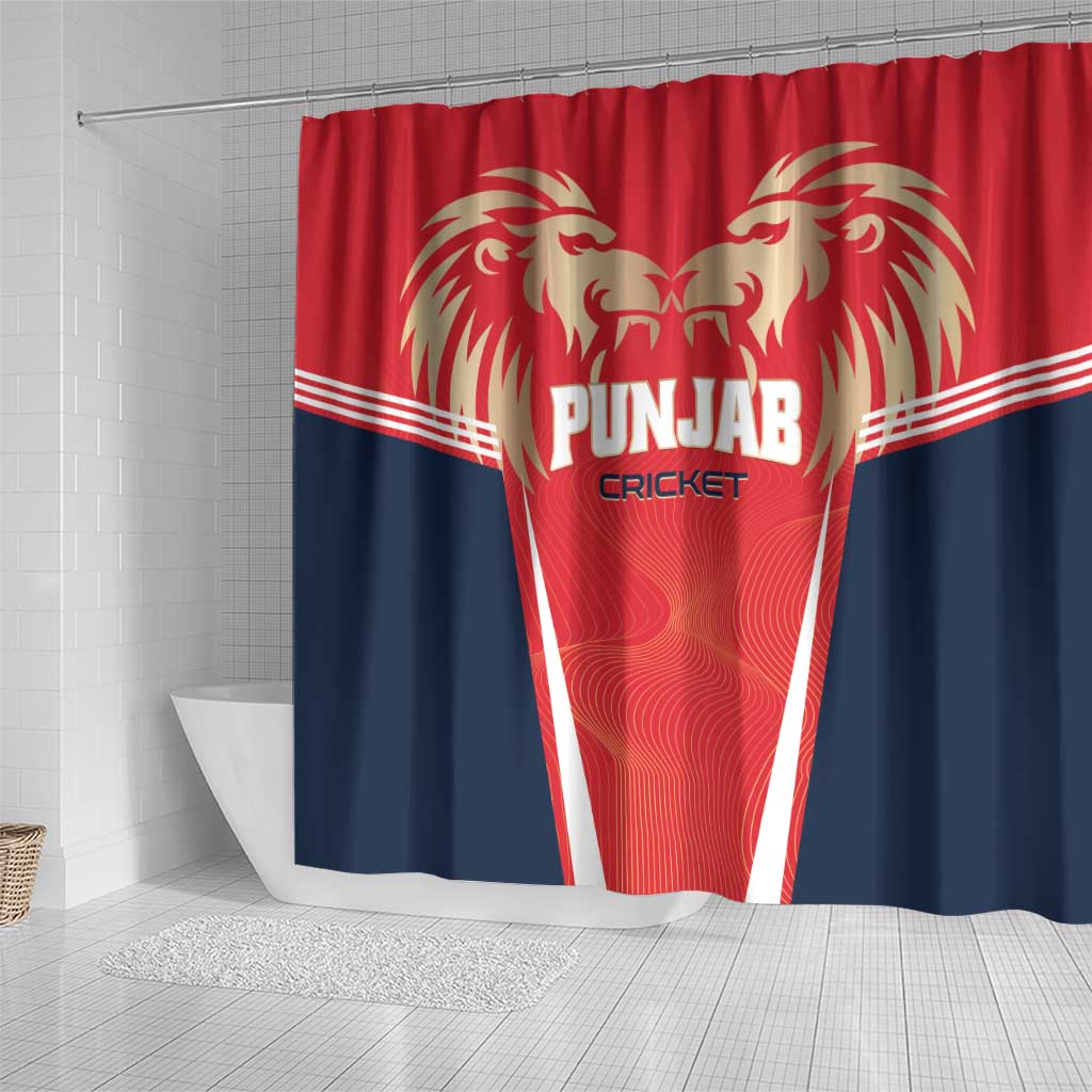 Punjab 2025 Cricket Lion Kings Shower Curtain Jazba Hai Punjabi