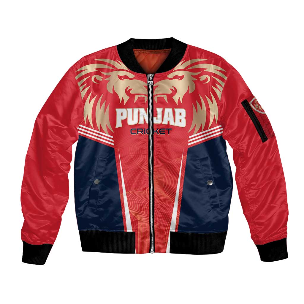 Custom Punjab 2025 Cricket Lion Kings Sleeve Zip Bomber Jacket Jazba Hai Punjabi
