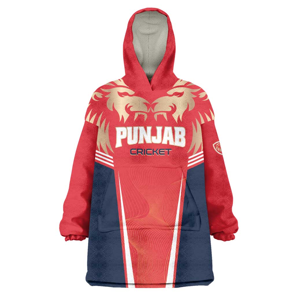 Custom Punjab 2025 Cricket Lion Kings Wearable Blanket Hoodie Jazba Hai Punjabi