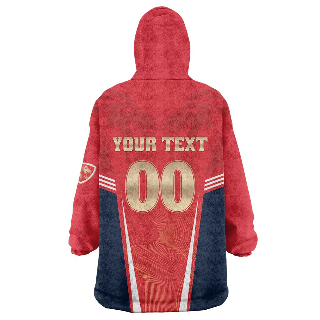 Custom Punjab 2025 Cricket Lion Kings Wearable Blanket Hoodie Jazba Hai Punjabi