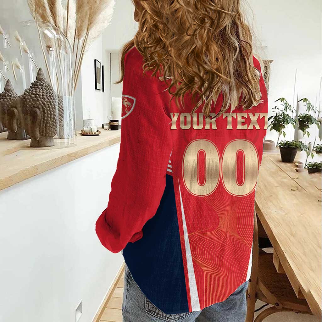 Custom Punjab 2025 Cricket Lion Kings Women Casual Shirt Jazba Hai Punjabi