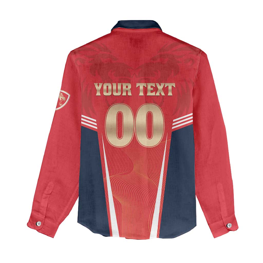 Custom Punjab 2025 Cricket Lion Kings Women Casual Shirt Jazba Hai Punjabi