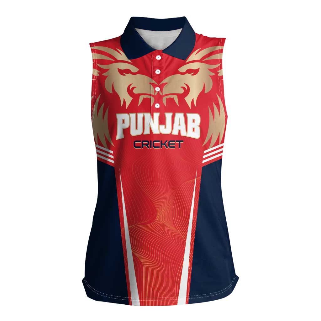 Custom Punjab 2025 Cricket Lion Kings Women Sleeveless Polo Shirt Jazba Hai Punjabi