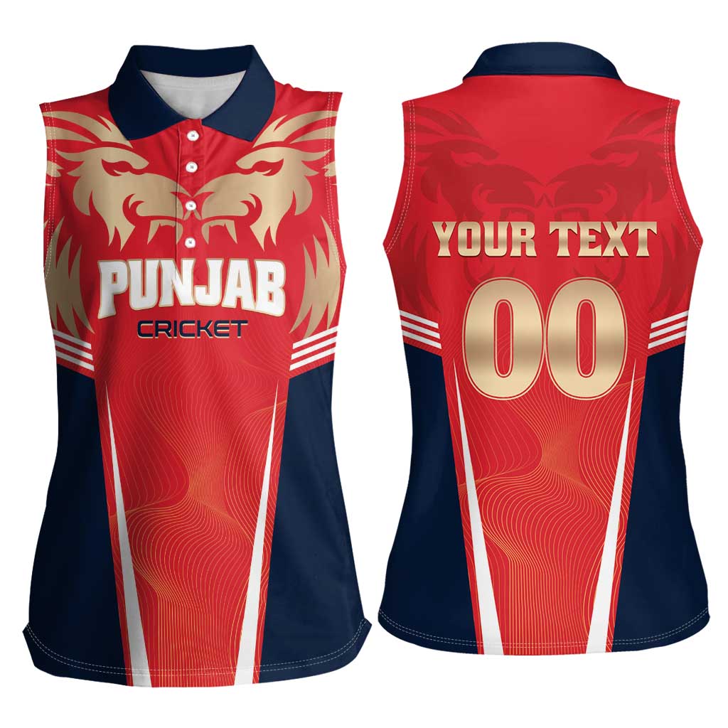 Custom Punjab 2025 Cricket Lion Kings Women Sleeveless Polo Shirt Jazba Hai Punjabi