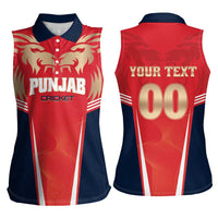 Custom Punjab 2025 Cricket Lion Kings Women Sleeveless Polo Shirt Jazba Hai Punjabi