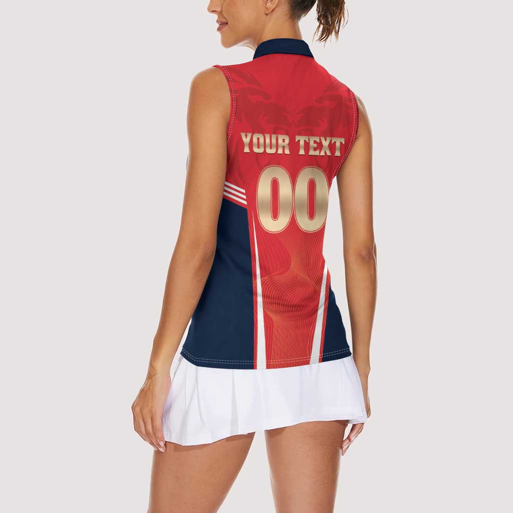 Custom Punjab 2025 Cricket Lion Kings Women Sleeveless Polo Shirt Jazba Hai Punjabi