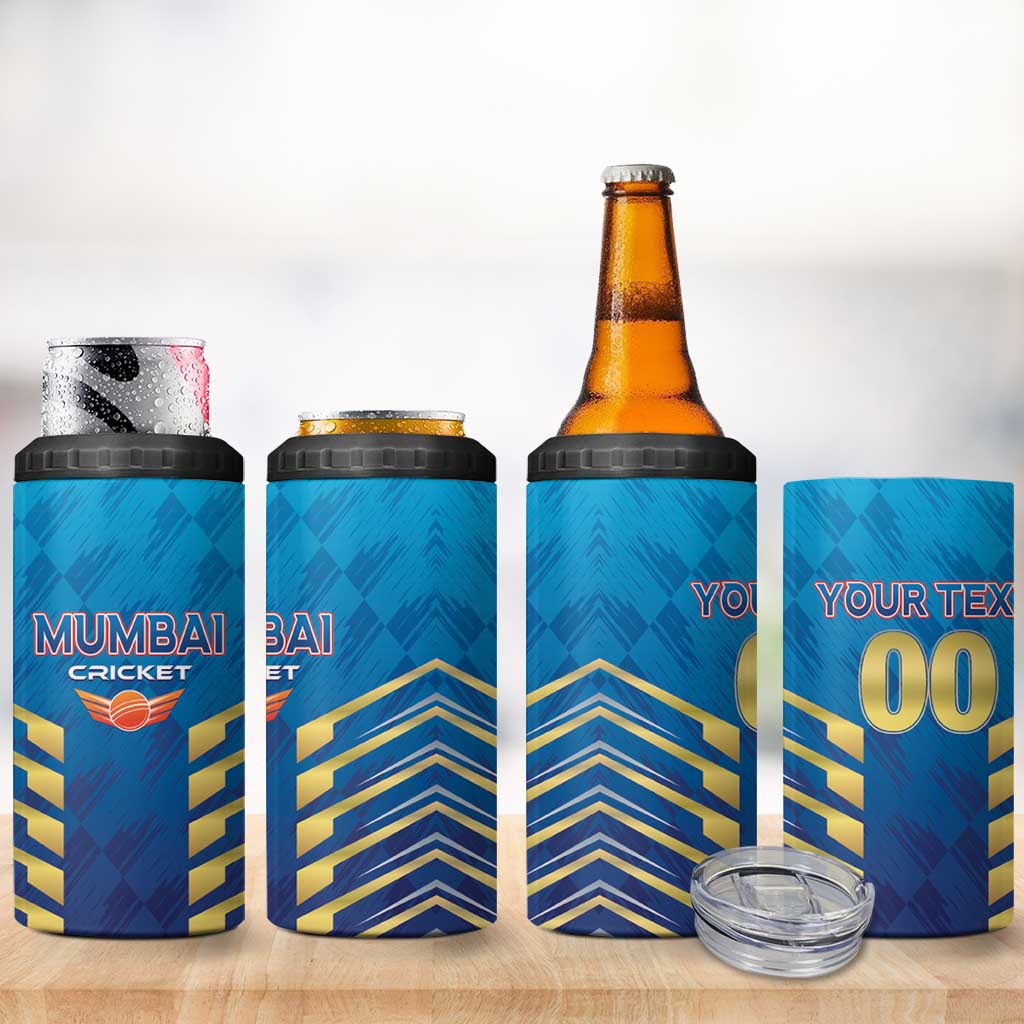 Custom Mumbai 2025 Cricket Indians 4 in 1 Can Cooler Tumbler Aali Re Play Like Mumbai