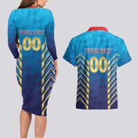 Custom Mumbai 2025 Cricket Indians Couples Matching Long Sleeve Bodycon Dress and Hawaiian Shirt Aali Re Play Like Mumbai