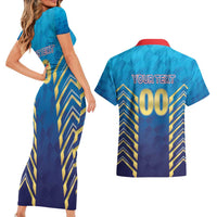 Custom Mumbai 2025 Cricket Indians Couples Matching Short Sleeve Bodycon Dress and Hawaiian Shirt Aali Re Play Like Mumbai