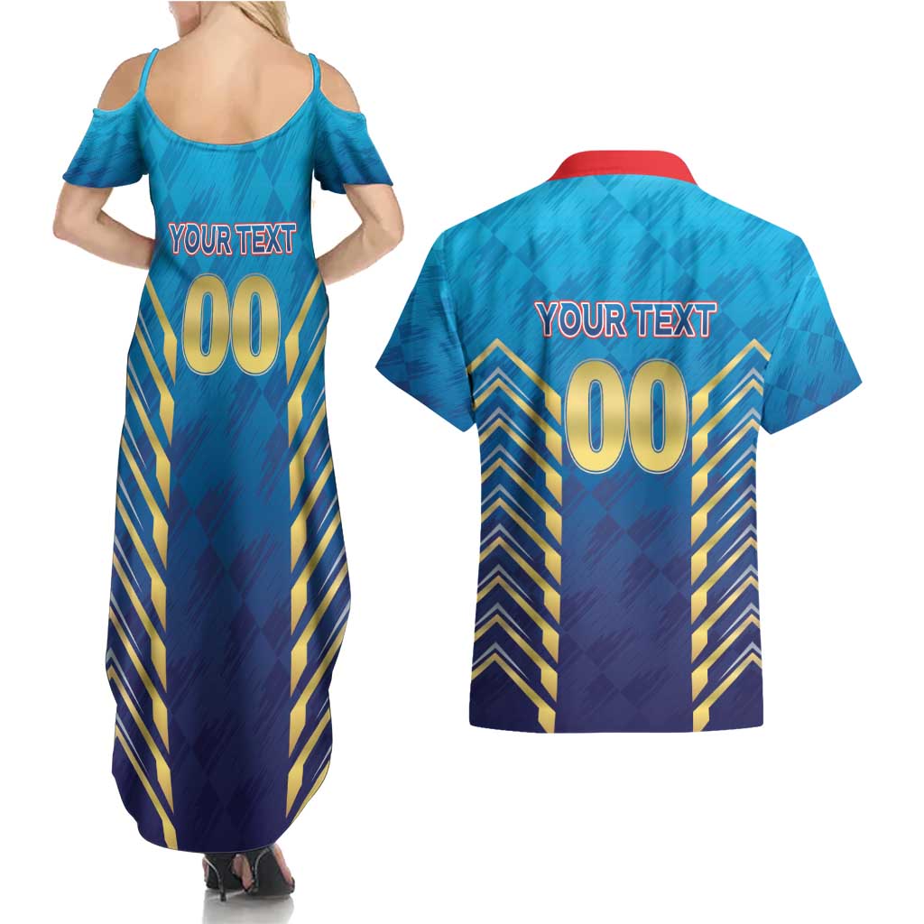 Custom Mumbai 2025 Cricket Indians Couples Matching Summer Maxi Dress and Hawaiian Shirt Aali Re Play Like Mumbai