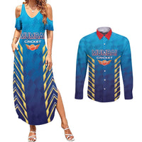 Custom Mumbai 2025 Cricket Indians Couples Matching Summer Maxi Dress and Long Sleeve Button Shirt Aali Re Play Like Mumbai