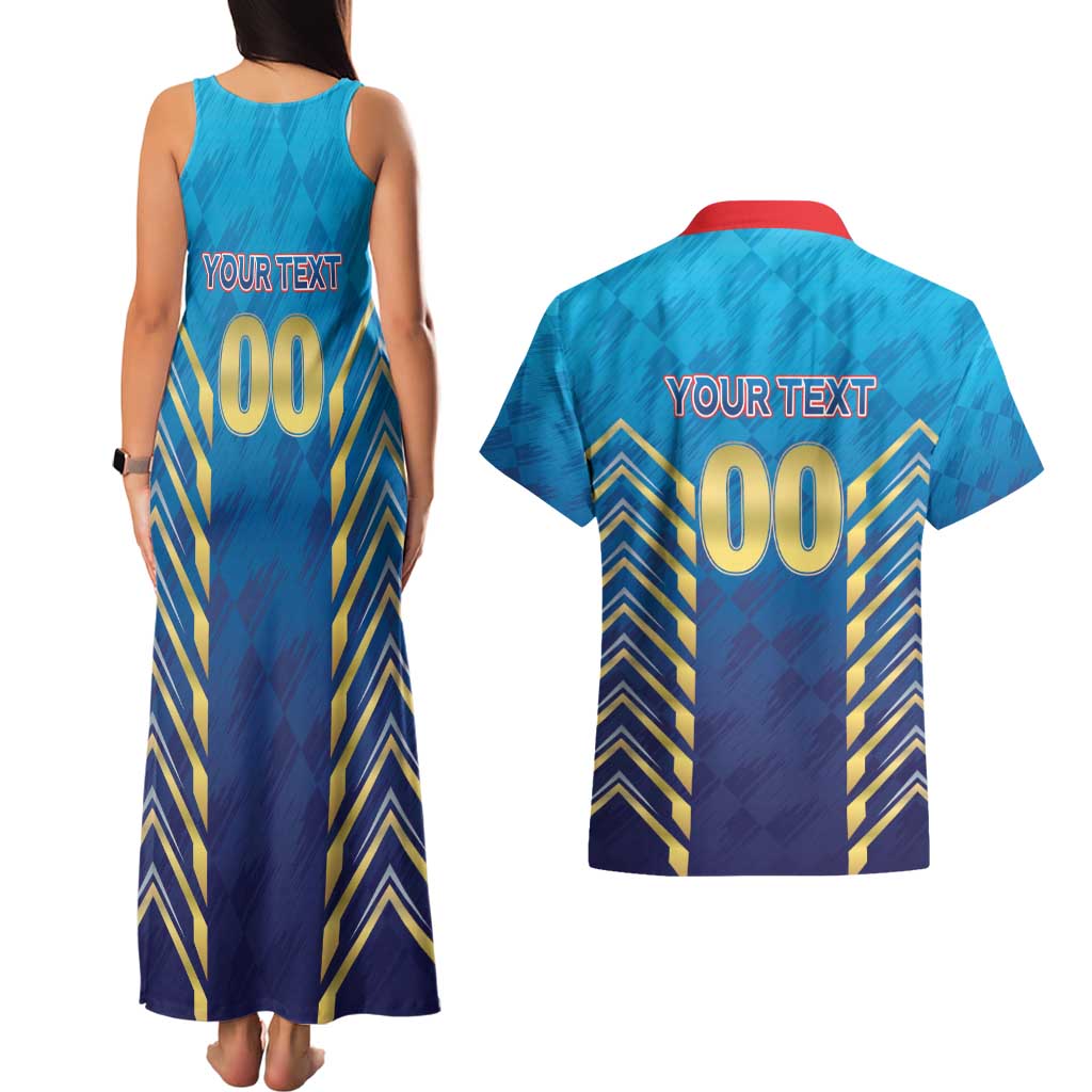 Custom Mumbai 2025 Cricket Indians Couples Matching Tank Maxi Dress and Hawaiian Shirt Aali Re Play Like Mumbai