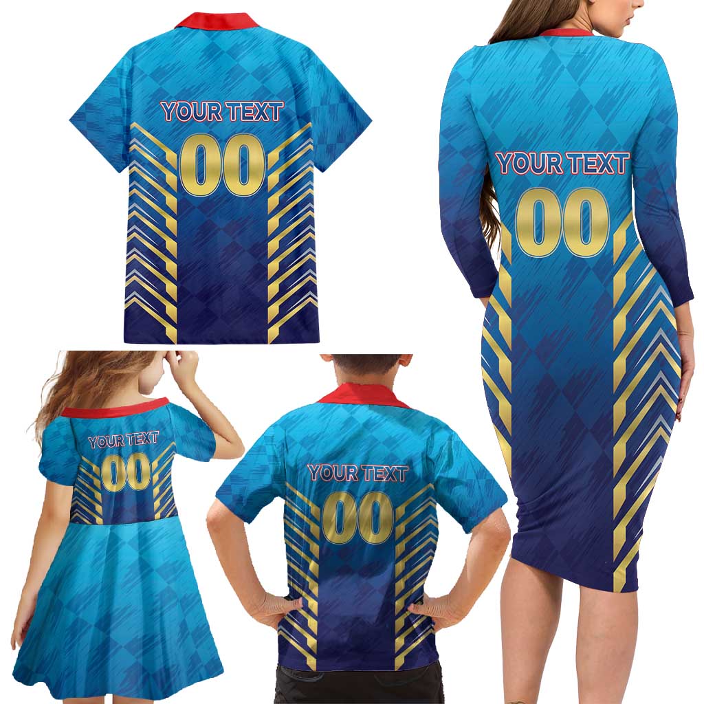 Custom Mumbai 2025 Cricket Indians Family Matching Long Sleeve Bodycon Dress and Hawaiian Shirt Aali Re Play Like Mumbai