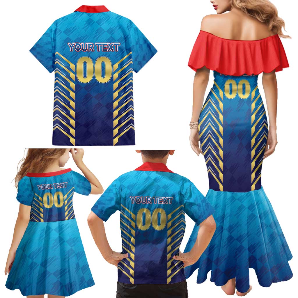 Custom Mumbai 2025 Cricket Indians Family Matching Mermaid Dress and Hawaiian Shirt Aali Re Play Like Mumbai